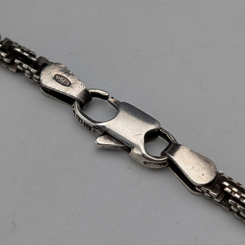 復古綠色蛇紋石和純銀吊墜,配上純銀項鍊